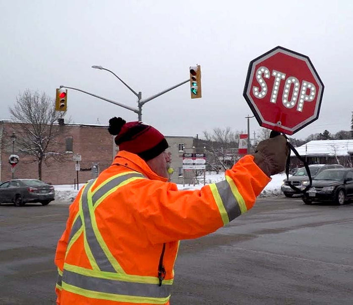 18" LED Lighted Reflective Paddle Stop Sign