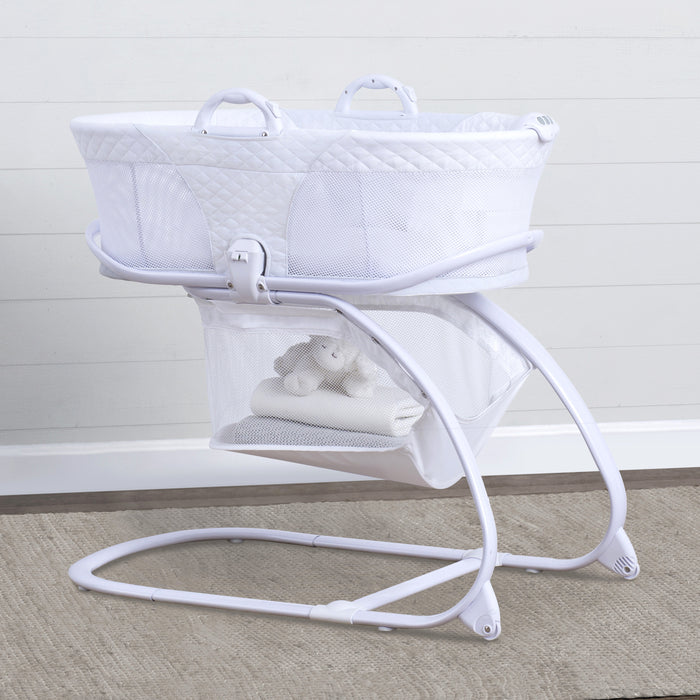 2-in-1 Moses Basket Bedside Bassinet Sleeper White (100)