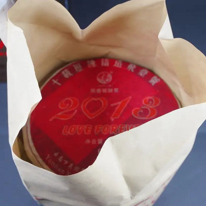 2013 XiaGuan "Fei Tai Hao" (LOVE FOREVER - Paper Tong Version) Cake 357g Puerh Sheng Cha Raw Tea - King Tea Mall