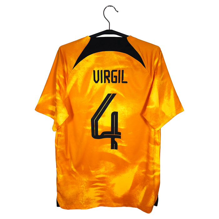 2022-23 Netherlands Home Shirt Virgil #4 - back view
