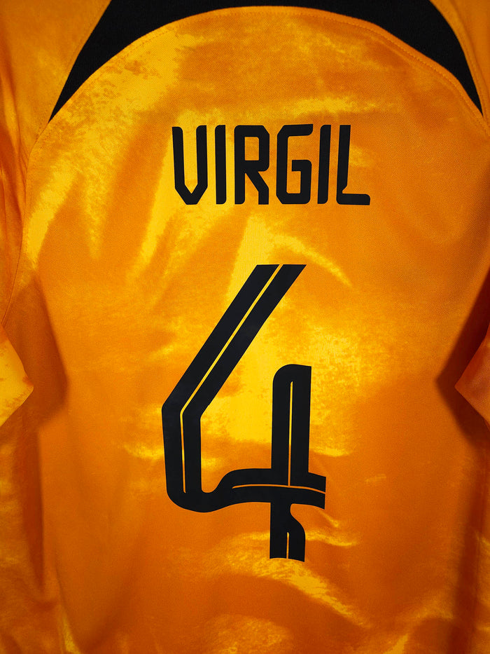 2022-23 Netherlands Home Shirt Virgil #4 - detailed view