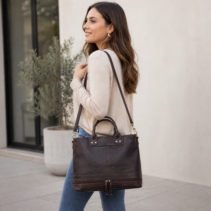 3-in-1 Convertible Leather Backpack Tote Handbag