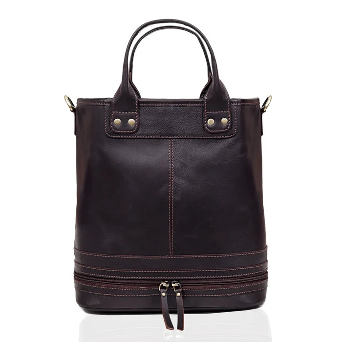 3-in-1 Convertible Leather Backpack Tote Handbag