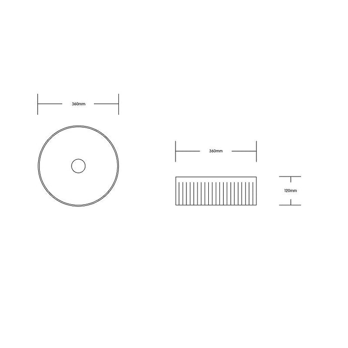 Flutted Matte Black 360 x 360 x 120mm Round Above Counter Basin - Acqua Bathrooms