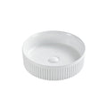365mm Fluted Round Matte White Above Counter Basin - Acqua Bathrooms