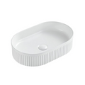 500mm Fluted Oval Matte White Above Counter Basin - Acqua Bathrooms