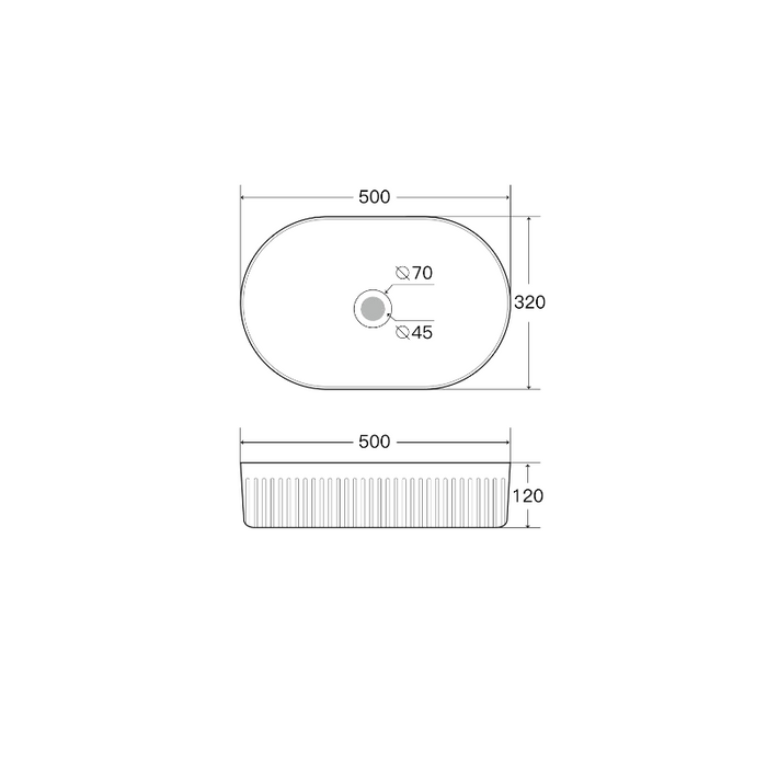 Fluted Oval Gloss White Above Counter Basin By Indulge® - Acqua Bathrooms