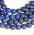 6mm Frosted Lapis Lazuli Round Beads  -15 inch strand