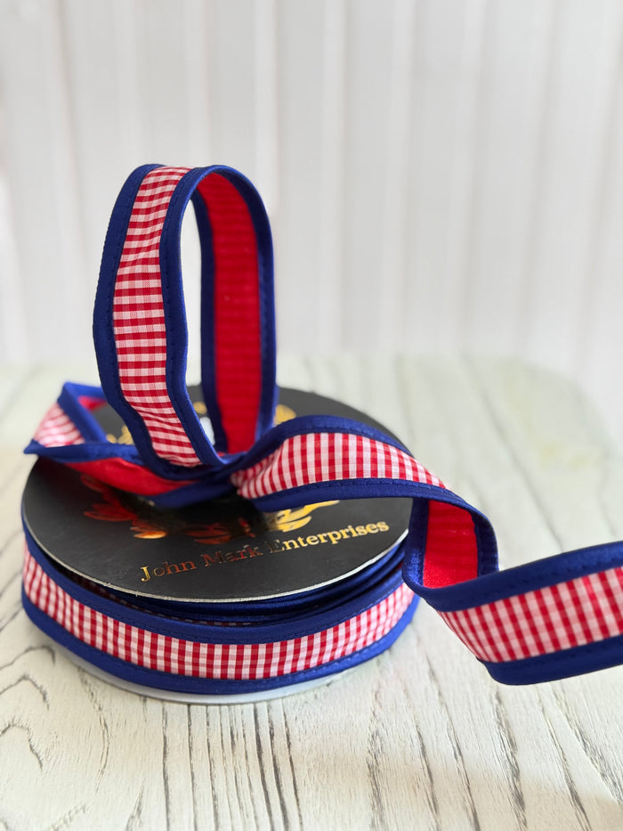 JME Taffeta Mini Checks Dupion DBL Fused Blue