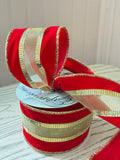2.5 x 10yd 3 in 1 Red and Gold Mesh Center Ribbon
