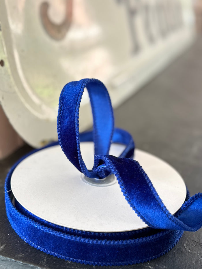 Royal Blue 7/8 x 10yd Deluxe Velvet Satin Back Ribbon