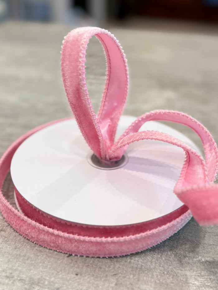 Pink 7/8 x 10yd Deluxe Velvet Satin Back Ribbon