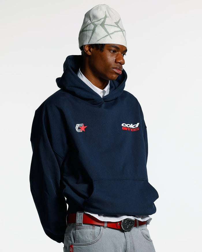 AIRLINES HOODIE MARINE BLUE - COLD CULTURE