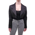 ALEXANDER WANG BLACK CROPPED LOGO SHIMMER JACKET - SIZE 6