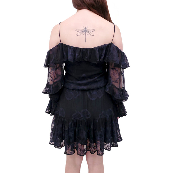 ALEXIS BLACK AND NAVY FLORAL DRESS - SIZE XS