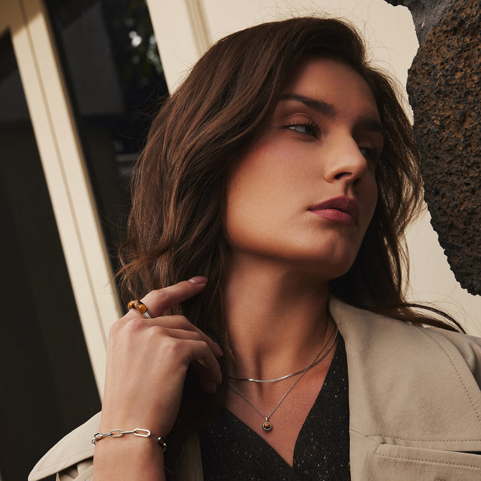 Ania Haie Silver Tiger Eye Pendant Necklace