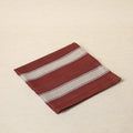 Antique red, pale blue & ecru stripe napkin