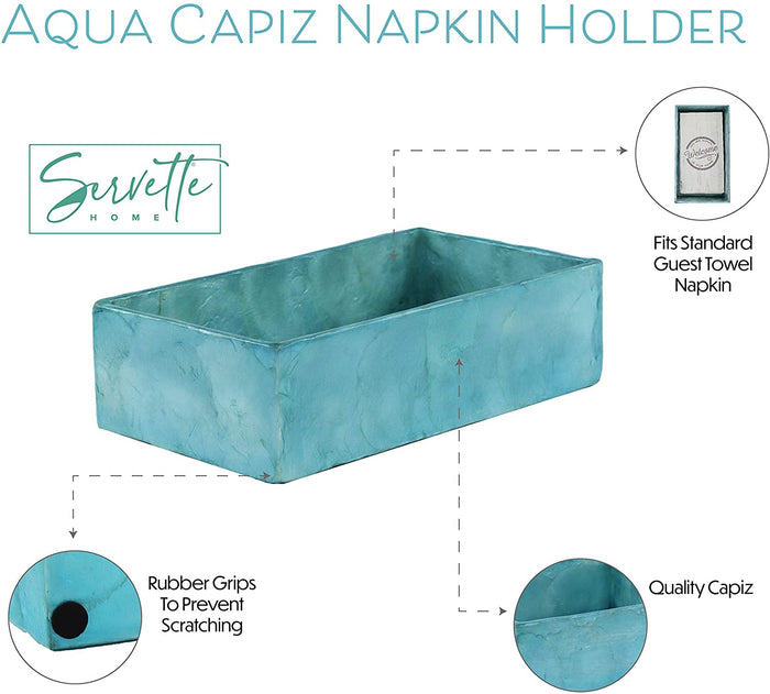 Aqua Blue Capiz Napkin Holder - Guest Towel