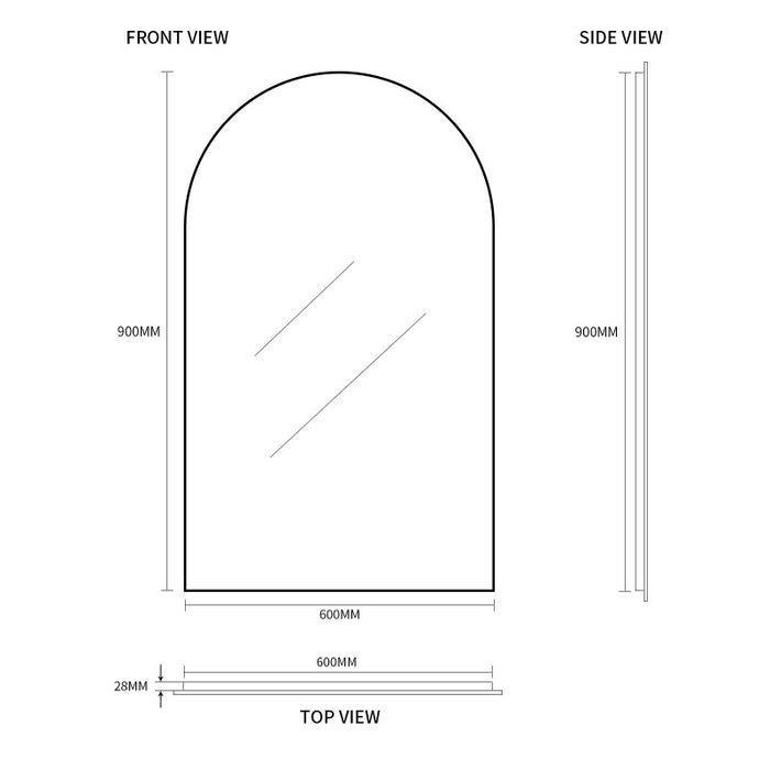 Indulge | Arched 600 x 900 Polished Edge Mirror - Acqua Bathrooms
