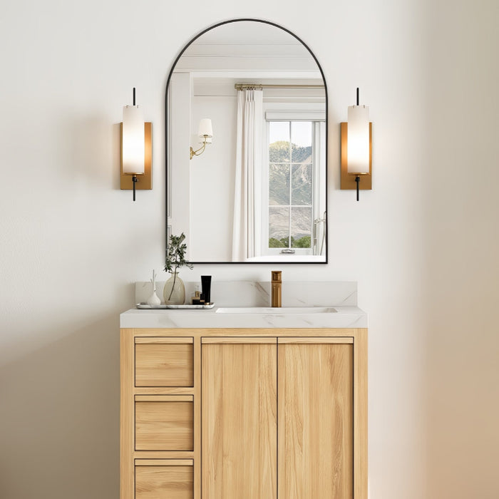 Arched Matte Black 600 x 900 Framed Mirror - Acqua Bathrooms