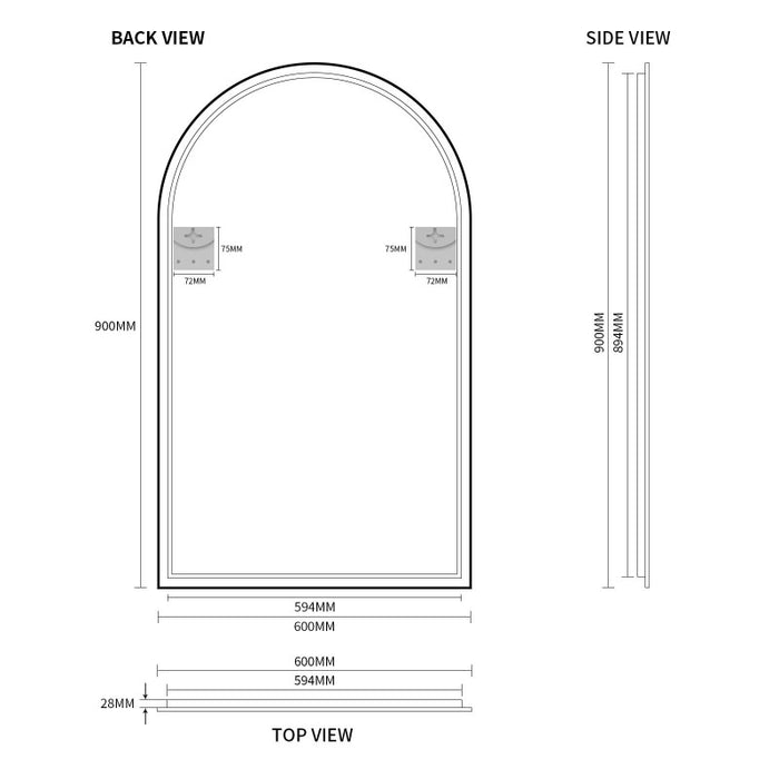 Indulge | Arched Matte Black Framed Mirror - Acqua Bathrooms