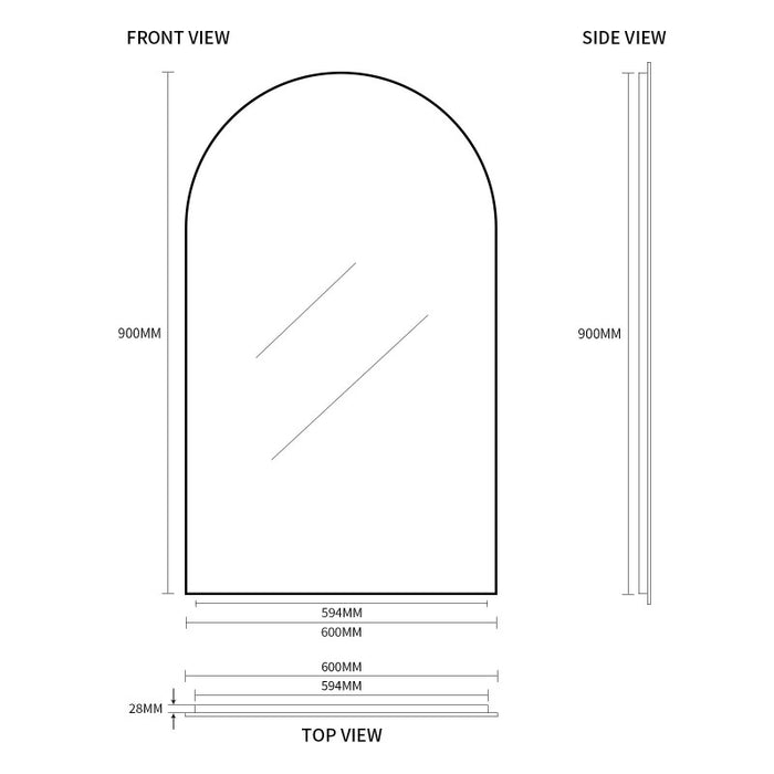 Indulge | Arched Matte Black Framed Mirror - Acqua Bathrooms
