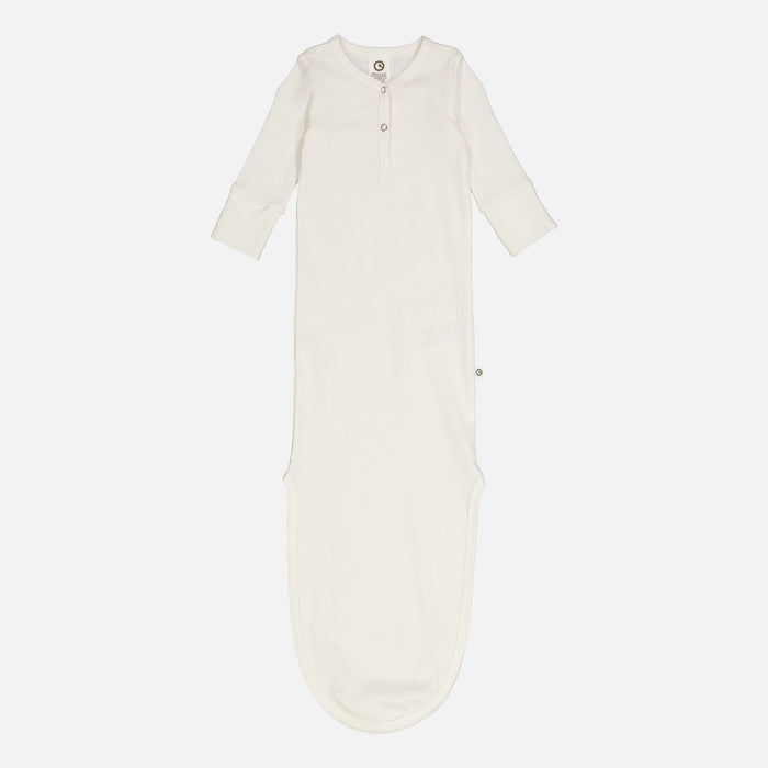 Baby Cotton Rib Knot Gown - Balsam Cream