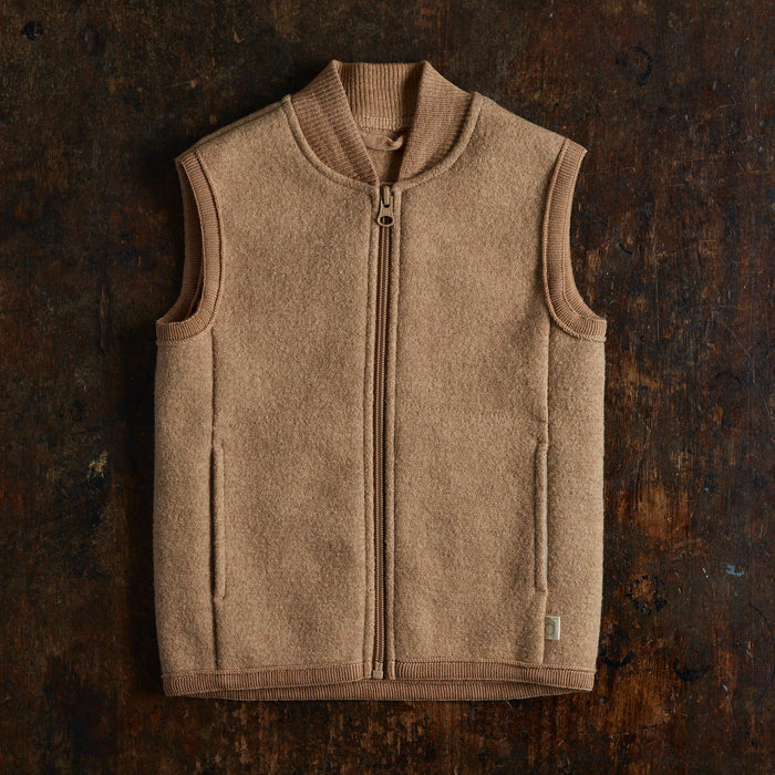 Baby & Kids Boiled Merino Wool Zip Vest - Caramel