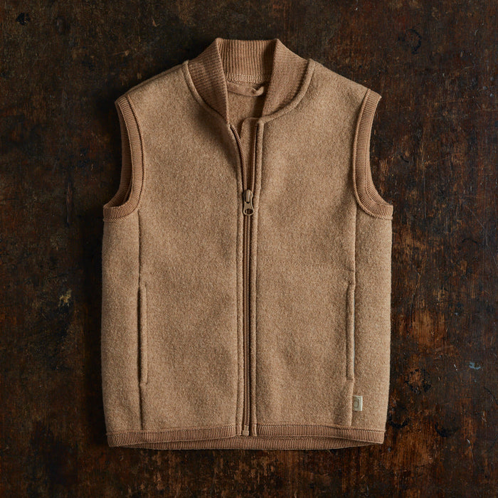 Baby & Kids Boiled Merino Wool Zip Vest - Caramel