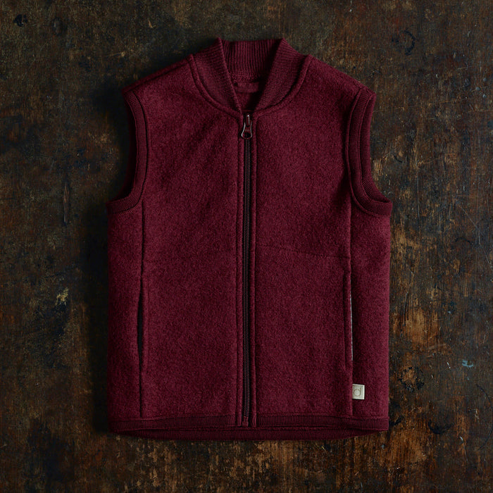 Baby & Kids Boiled Merino Wool Zip Vest - Cassis