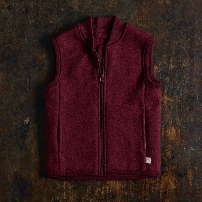 Baby & Kids Boiled Merino Wool Zip Vest - Cassis