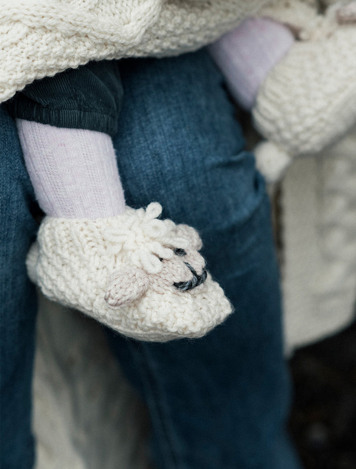 Baby Shepley Aran Booties - White #color-white