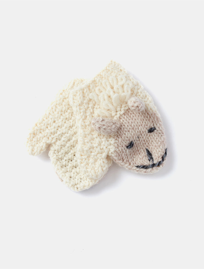 Baby Shepley Aran Mittens - White #color-white