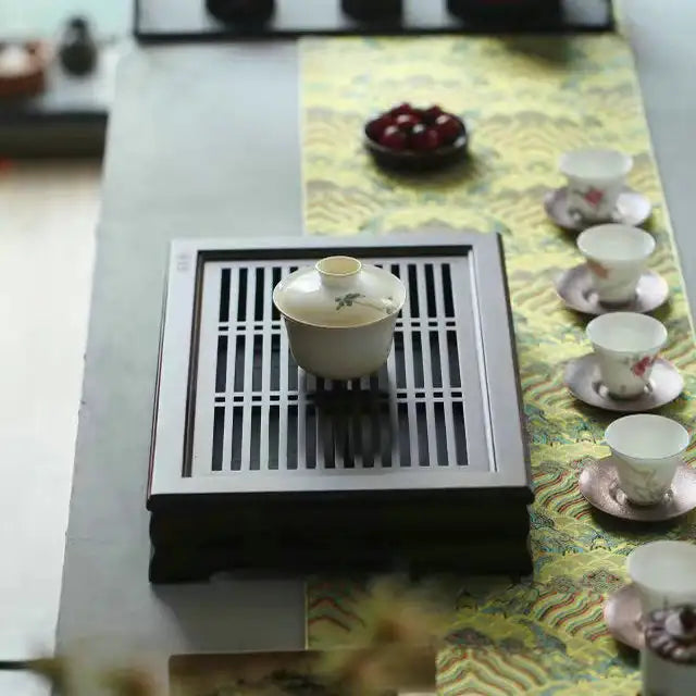 Bamboo Tea Tray with Plastic Water Tank  L37*W26*H7cm - King Tea Mall