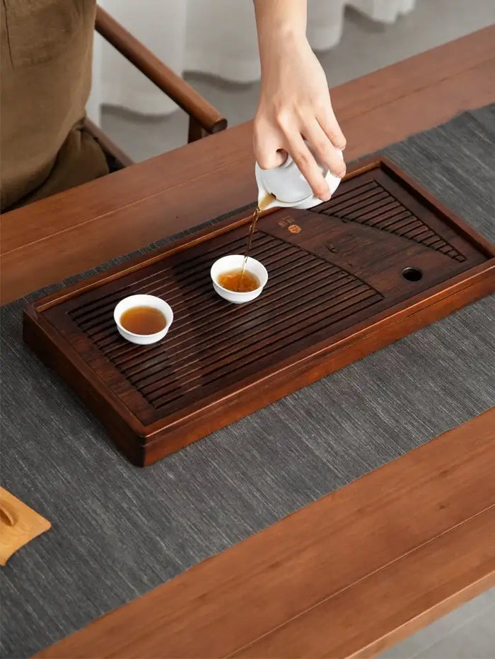 Bamboo Tea Tray with Water Tank 2 Variations Big / Small - photo 3