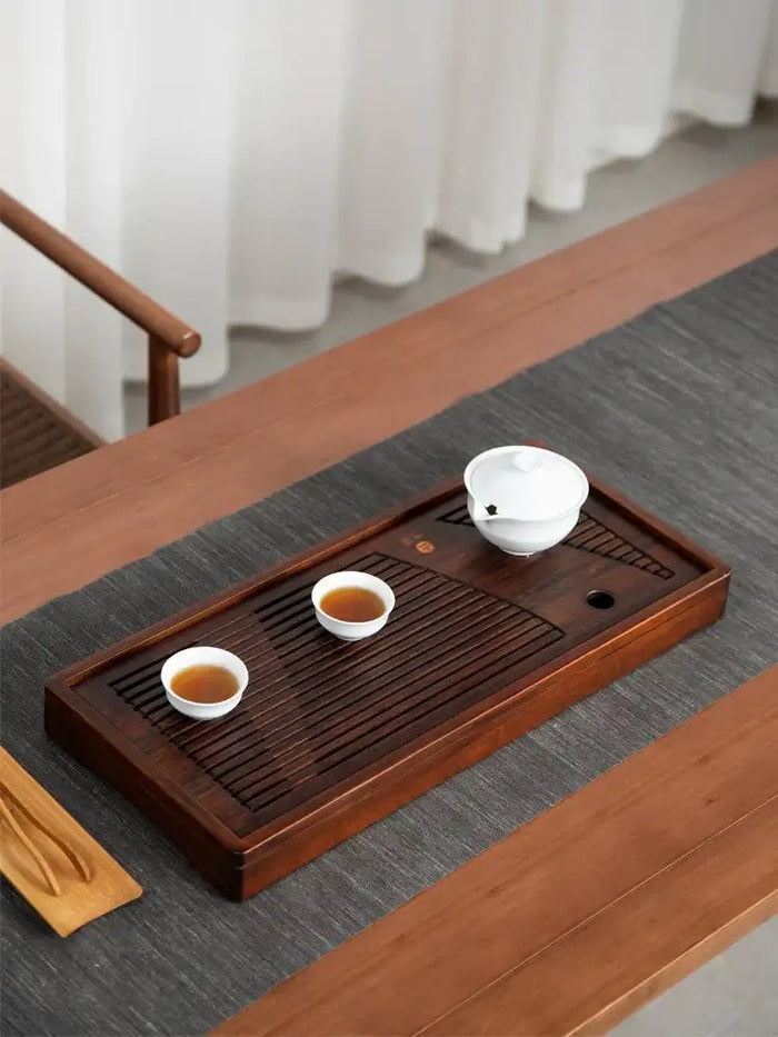 Bamboo Tea Tray with Water Tank 2 Variations Big / Small - photo 4