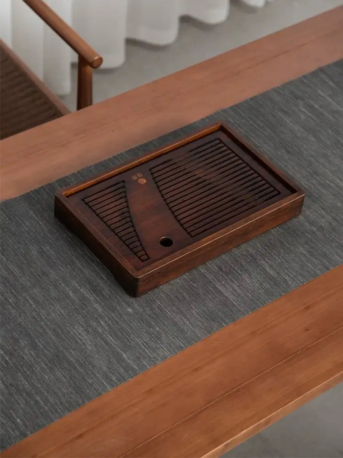Bamboo Tea Tray with Water Tank 2 Variations Big / Small - photo 5