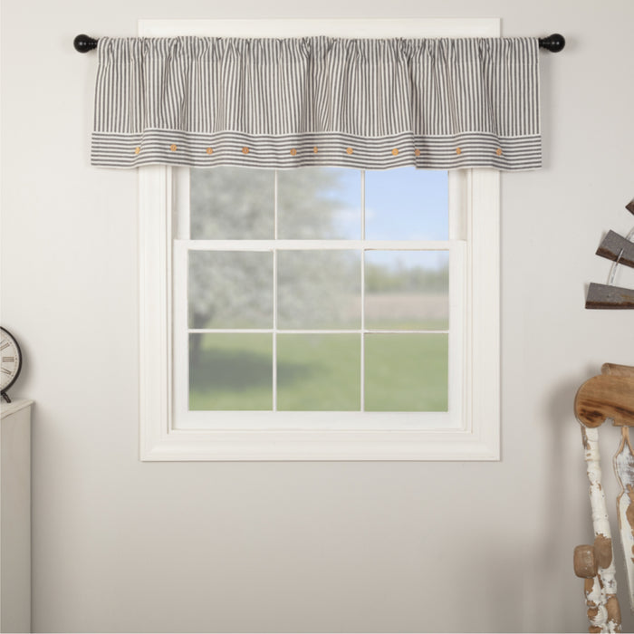 Barn Gray & White Ticking Valance-Lange General Store