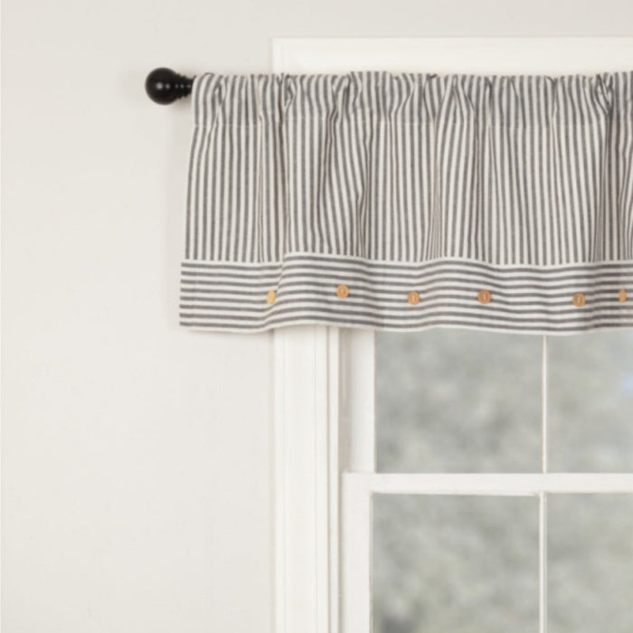 Barn Gray & White Ticking Valance-Lange General Store