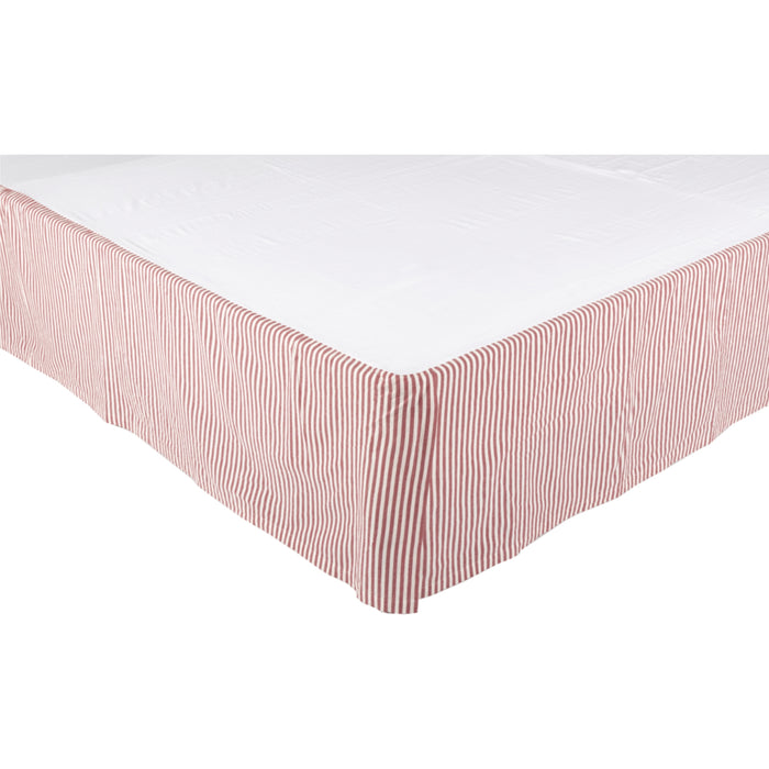 Barn Red & White Ticking Bed Skirt-Lange General Store