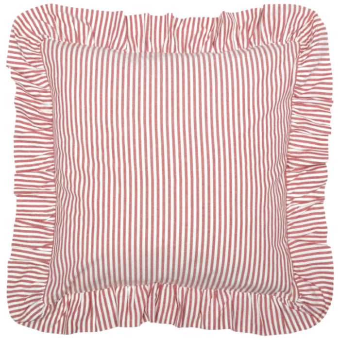 Barn Red & White Ticking Euro Sham-Lange General Store