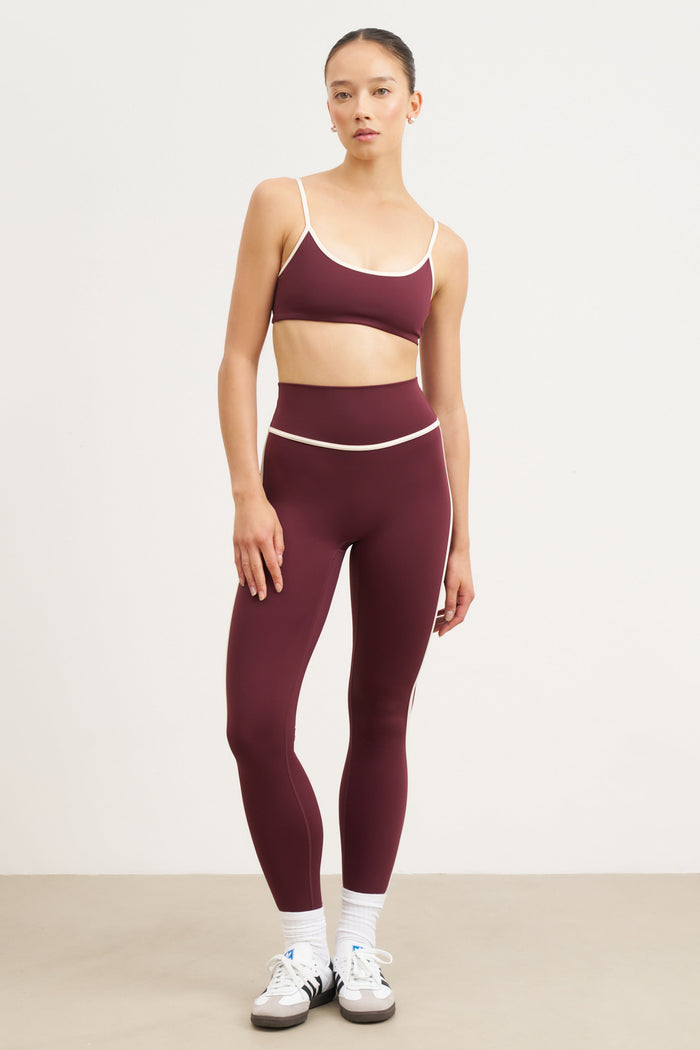 Base Contrast Trim Cami Bra - Merlot/Tofu