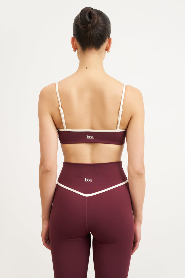 Base Contrast Trim Cami Bra - Merlot/Tofu
