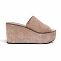 B.C. TAUPE SUEDE PLATFORM WEDGES WITH MONILI - SIZE 38