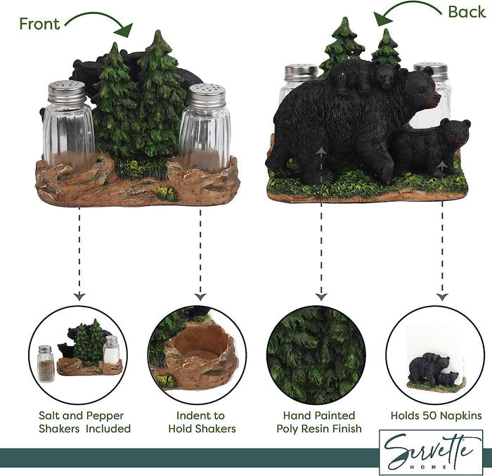 Bear and Cubs Salt and Pepper and Napkin Holder