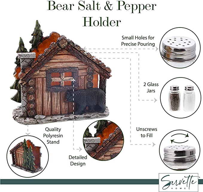 Bear Utensil Holder & Bear Cabin Salt and pepper Holder & Bear Napkin Holder