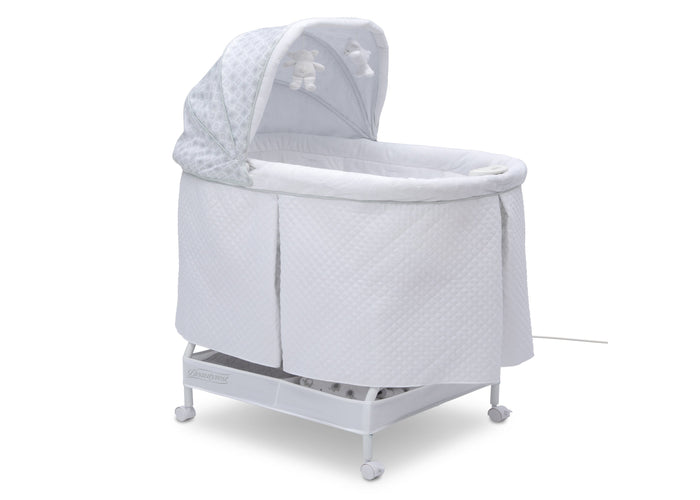 Simmons Kids Arcadia (2293) Silent Auto Gliding Lux Bassinet (701305-2293), Right Angle Closed, a2a