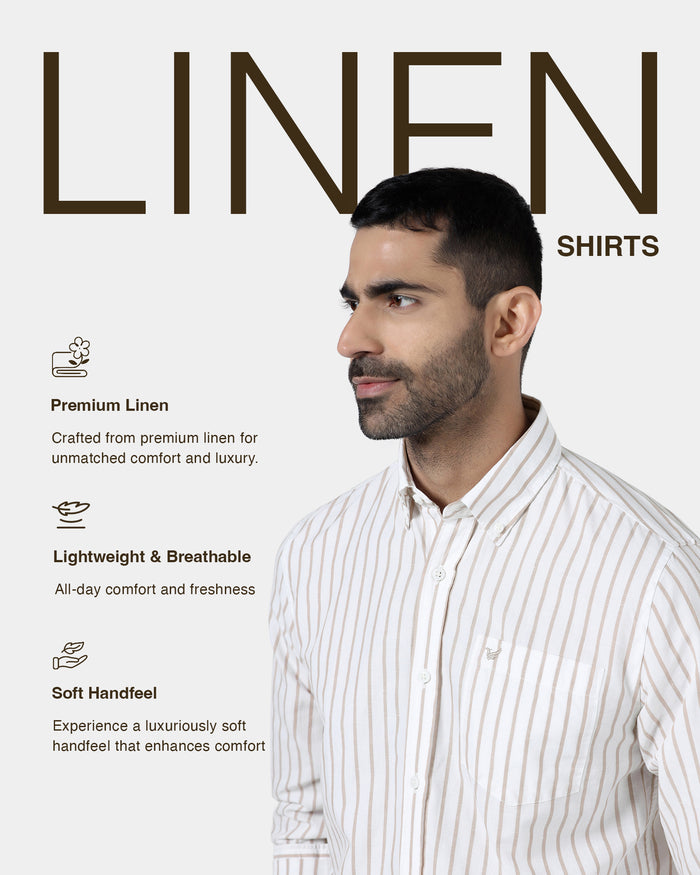 Beige Linen Stripe Shirt - Marzel