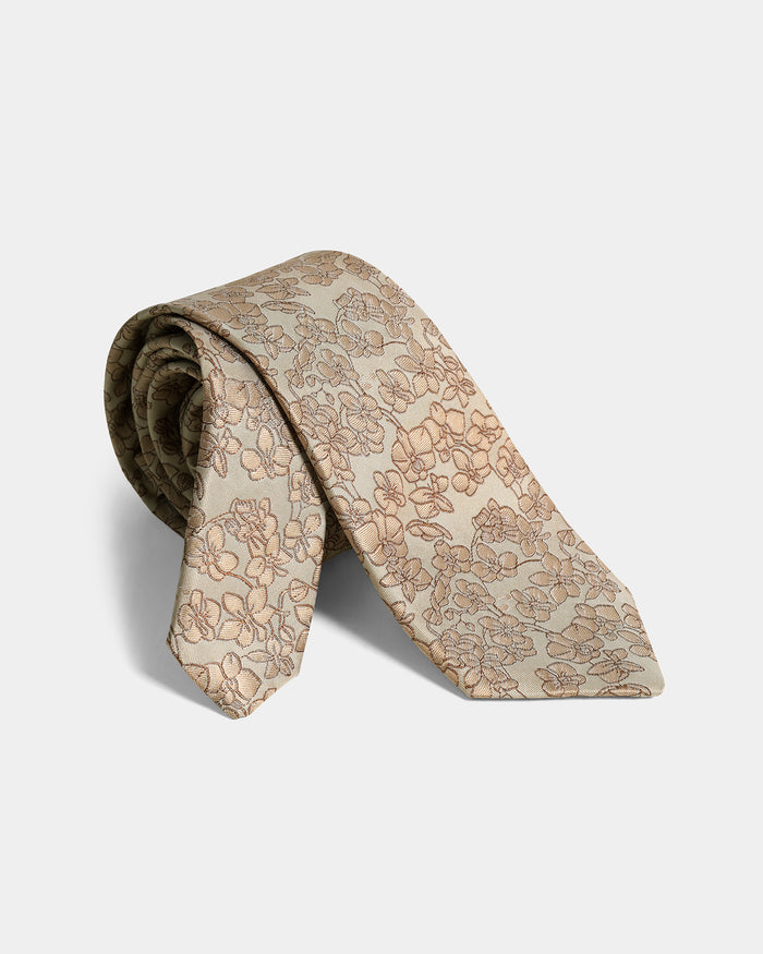 Beige Silk Jacquard Tie - Whitmore