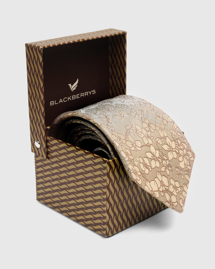 Beige Silk Jacquard Tie - Whitmore
